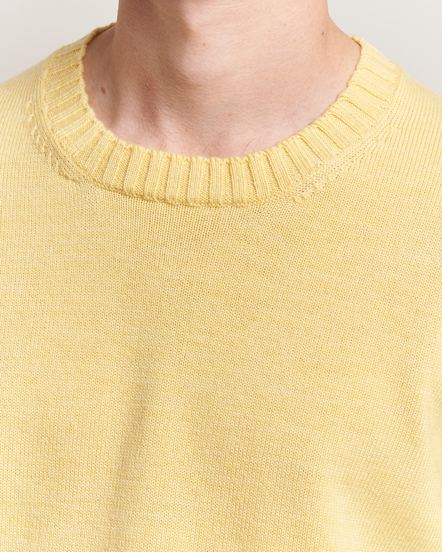Herre | Gensere | Piacenza Cashmere | Brushed Wool Crew Neck Yellow