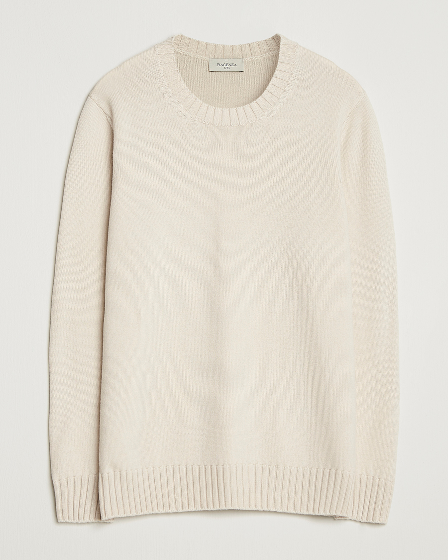 Herre | Gensere | Piacenza Cashmere | Brushed Wool Crew Neck Latte