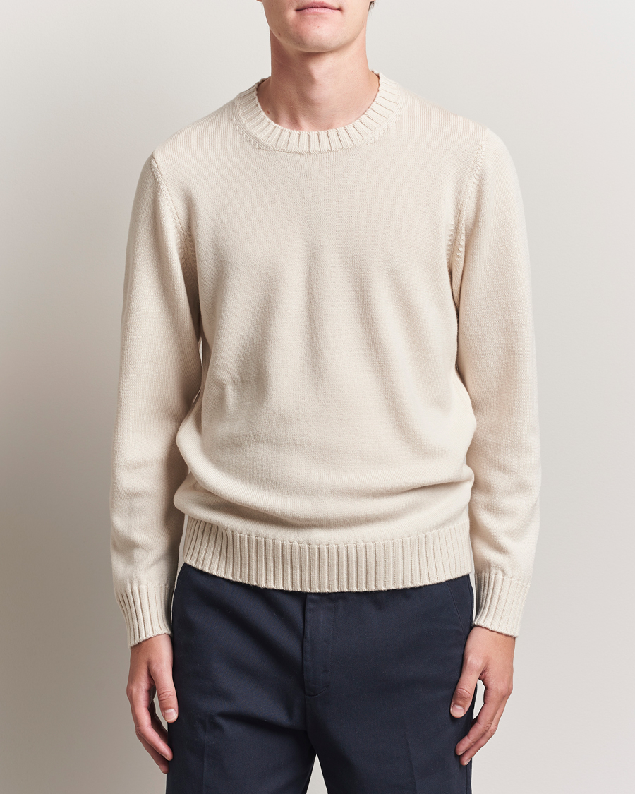 Herre | Gensere | Piacenza Cashmere | Brushed Wool Crew Neck Latte