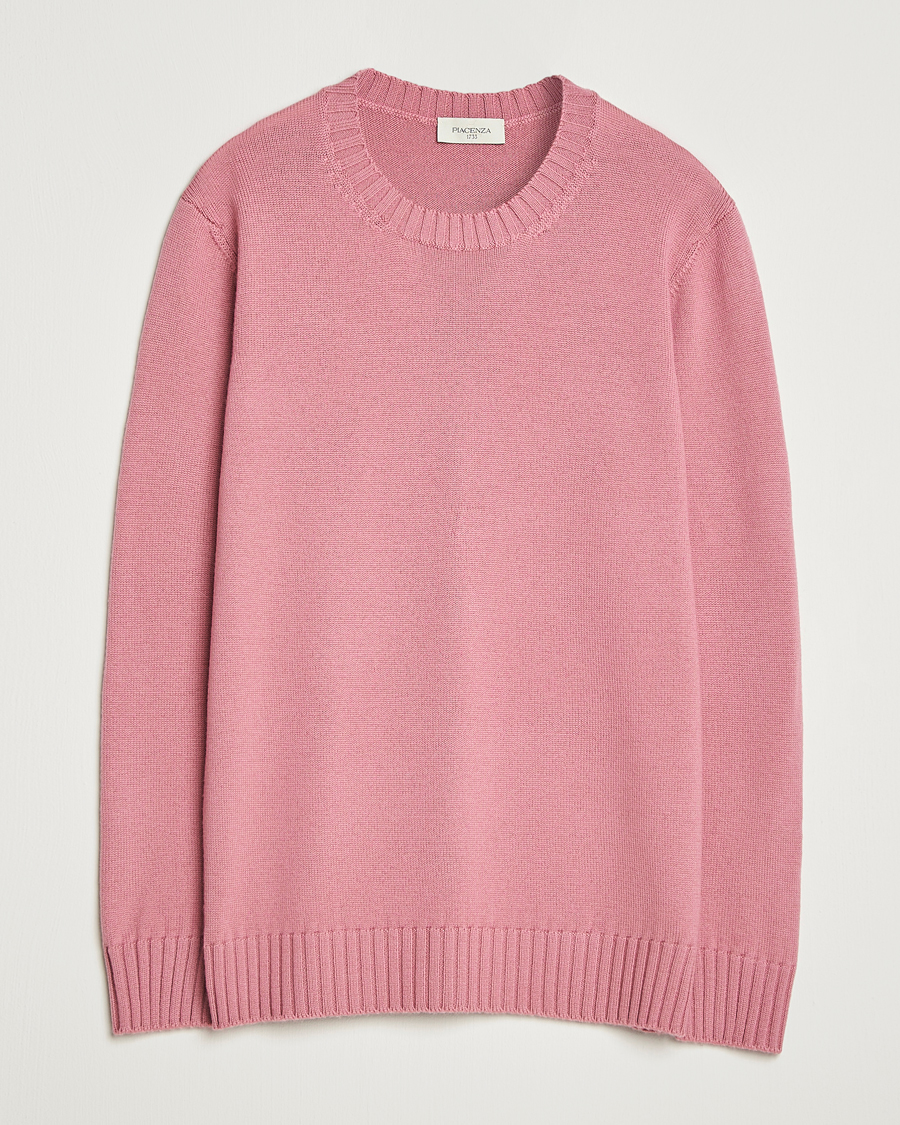 Herre | Gensere | Piacenza Cashmere | Brushed Wool Crew Neck Pink