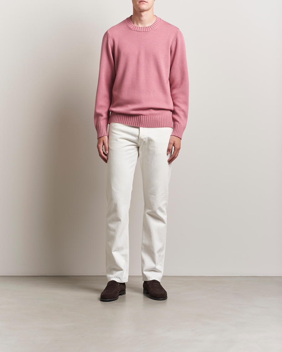 Herre | Gensere | Piacenza Cashmere | Brushed Wool Crew Neck Pink