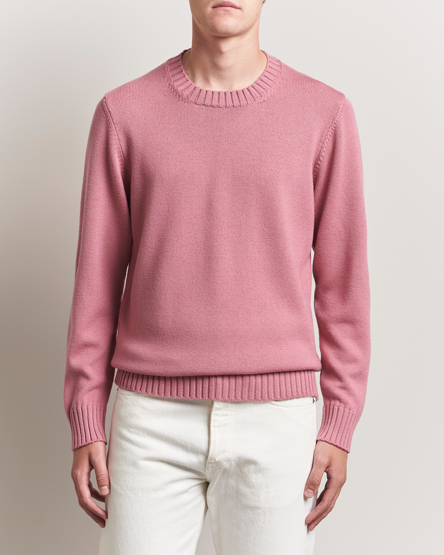 Herre | Gensere | Piacenza Cashmere | Brushed Wool Crew Neck Pink