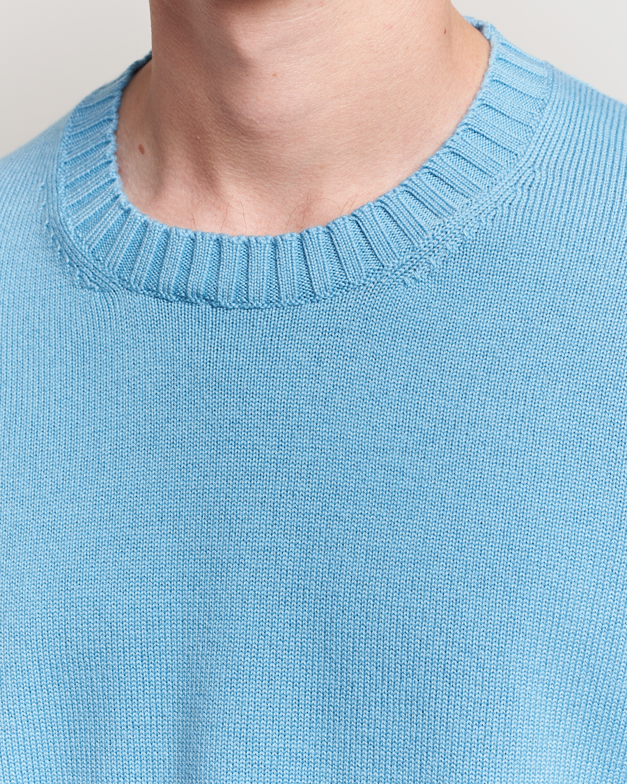 Herre | Gensere | Piacenza Cashmere | Brushed Wool Crew Neck Sky Blue