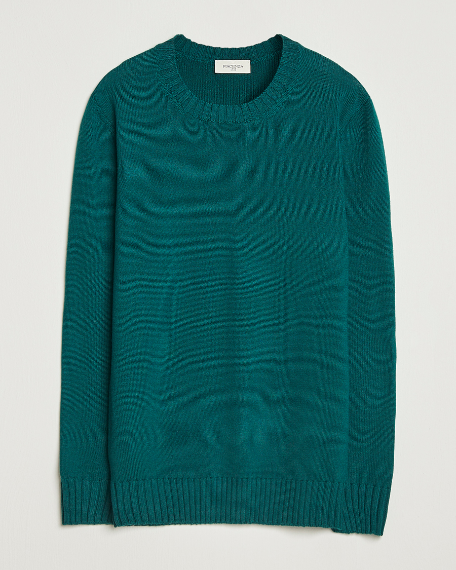 Herre | Gensere | Piacenza Cashmere | Brushed Wool Crew Neck Dark Green