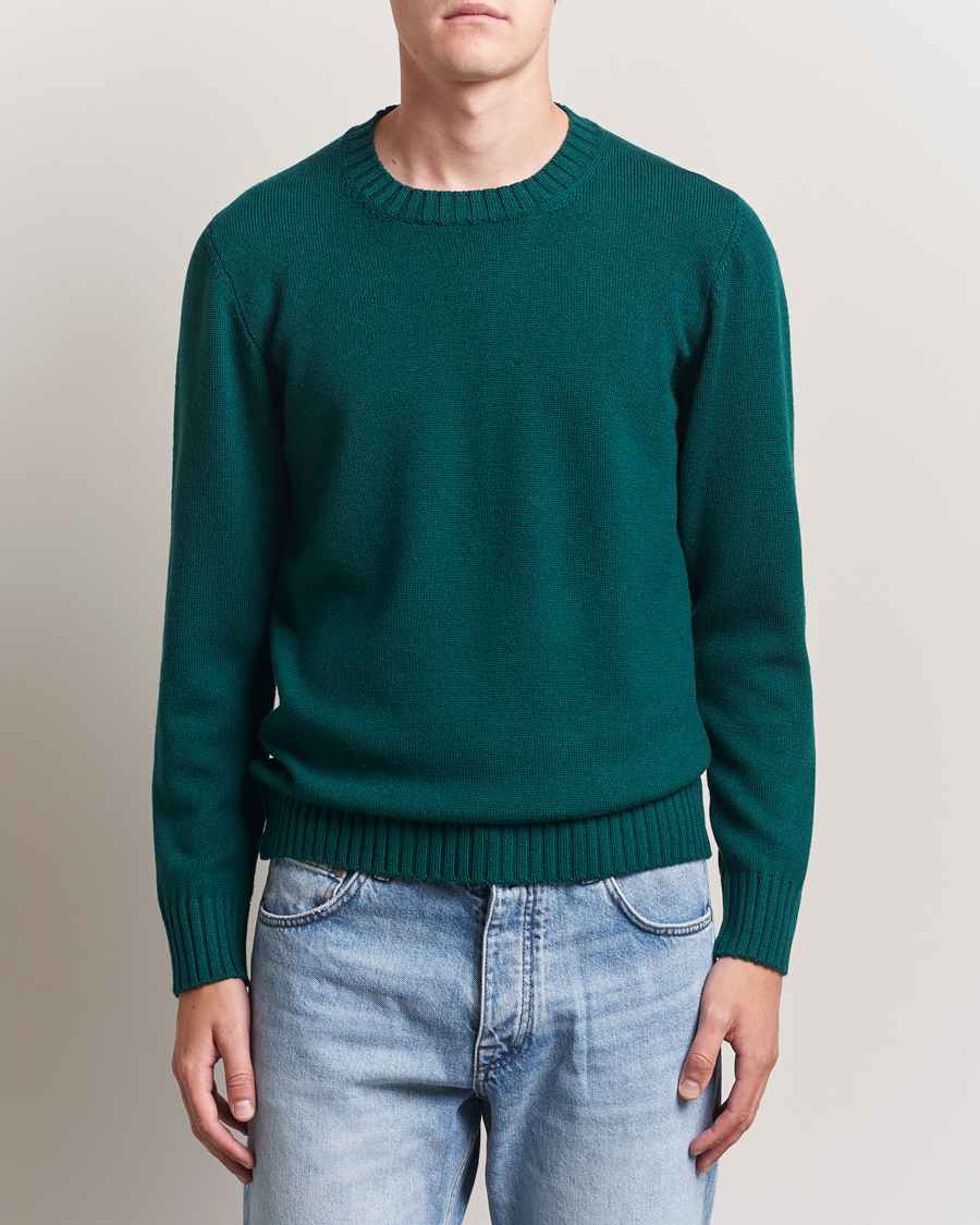Herre | Gensere | Piacenza Cashmere | Brushed Wool Crew Neck Dark Green