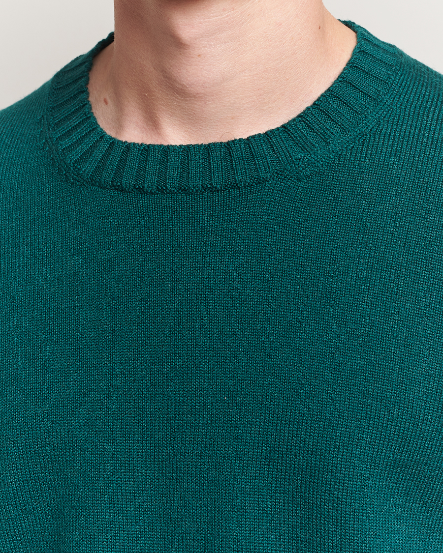 Herre | Gensere | Piacenza Cashmere | Brushed Wool Crew Neck Dark Green