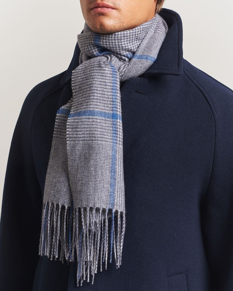 Herre | Skjerf | Piacenza Cashmere | Cashmere/Silk Overcheck Scarf Light Grey