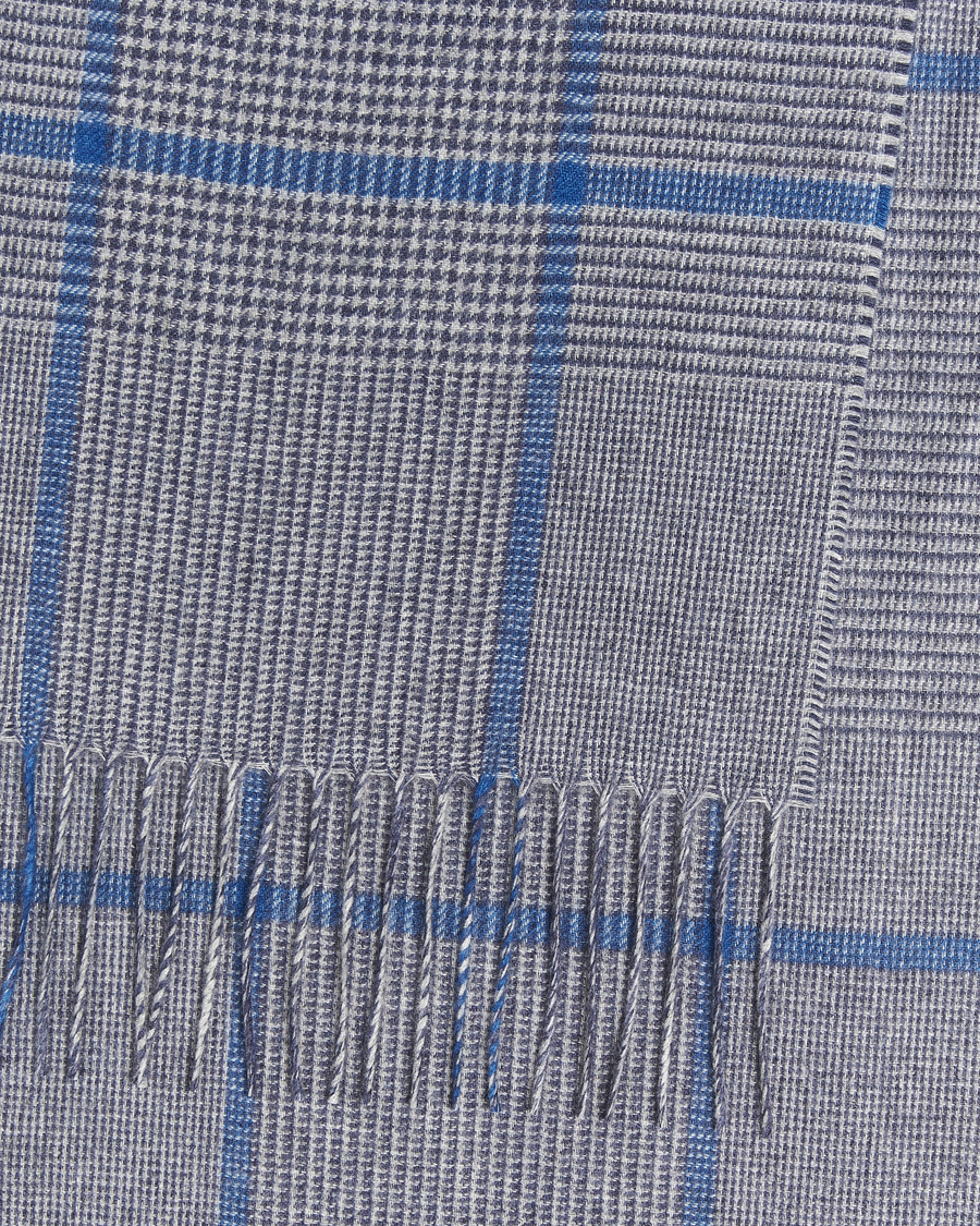 Herre | Skjerf | Piacenza Cashmere | Cashmere/Silk Overcheck Scarf Light Grey