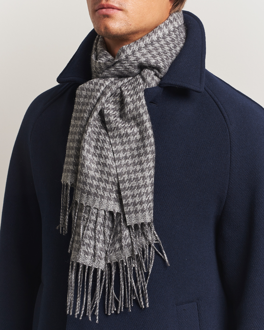 Herre | Skjerf | Piacenza Cashmere | Cashmere/Silk Houndstooth Scarf Light Grey