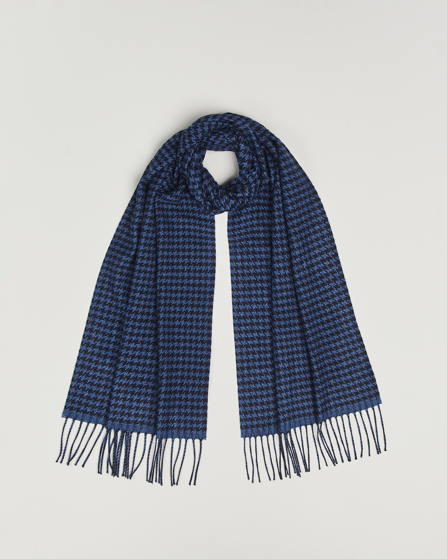 Herre | Skjerf | Piacenza Cashmere | Cashmere/Silk Houndstooth Scarf Dark Blue