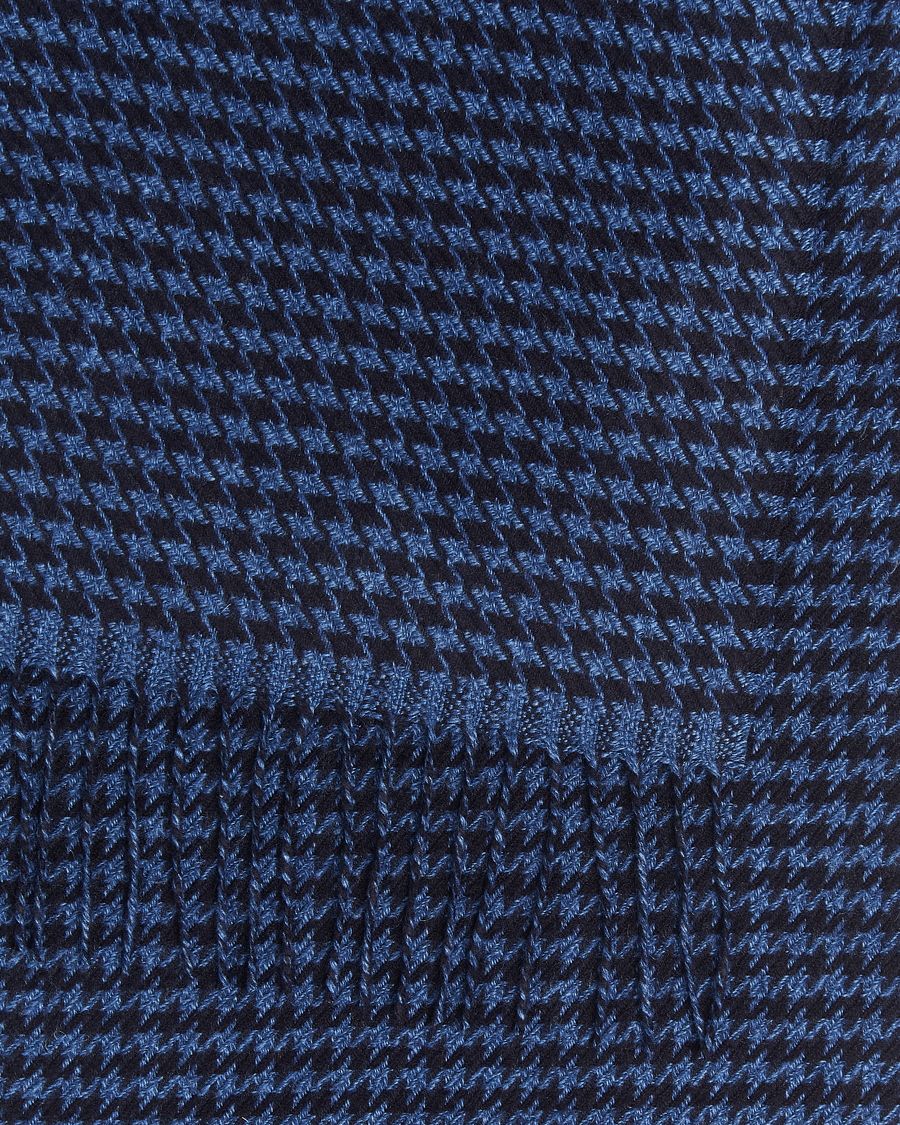 Herre | Skjerf | Piacenza Cashmere | Cashmere/Silk Houndstooth Scarf Dark Blue