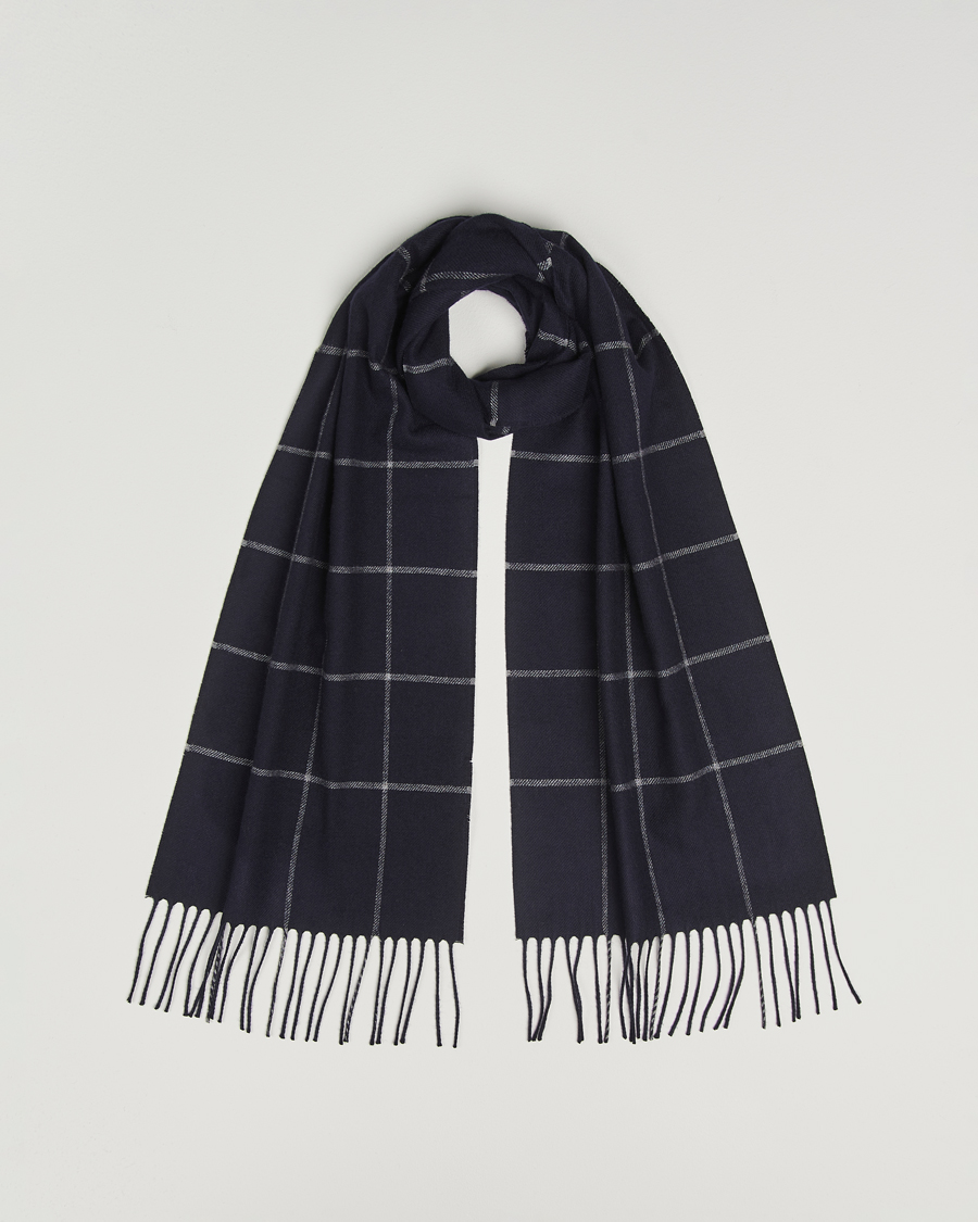 Herre | Skjerf | Piacenza Cashmere | Cashmere/Silk Window Pane Scarf Navy