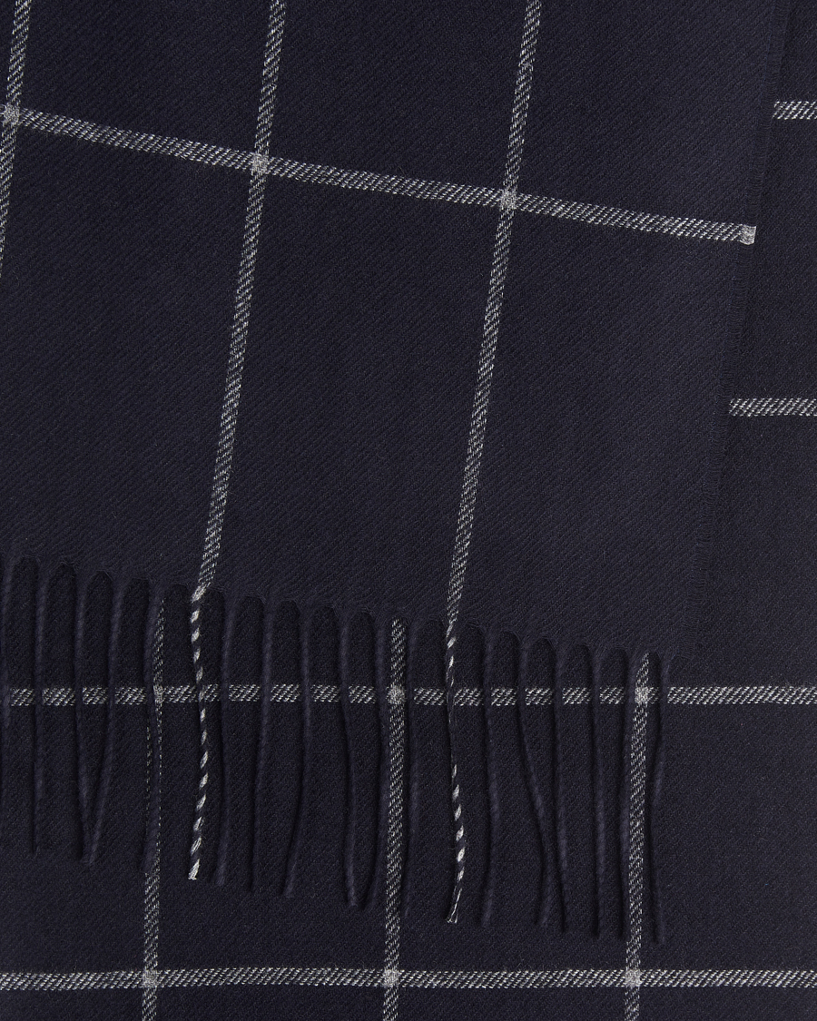 Herre | Skjerf | Piacenza Cashmere | Cashmere/Silk Window Pane Scarf Navy