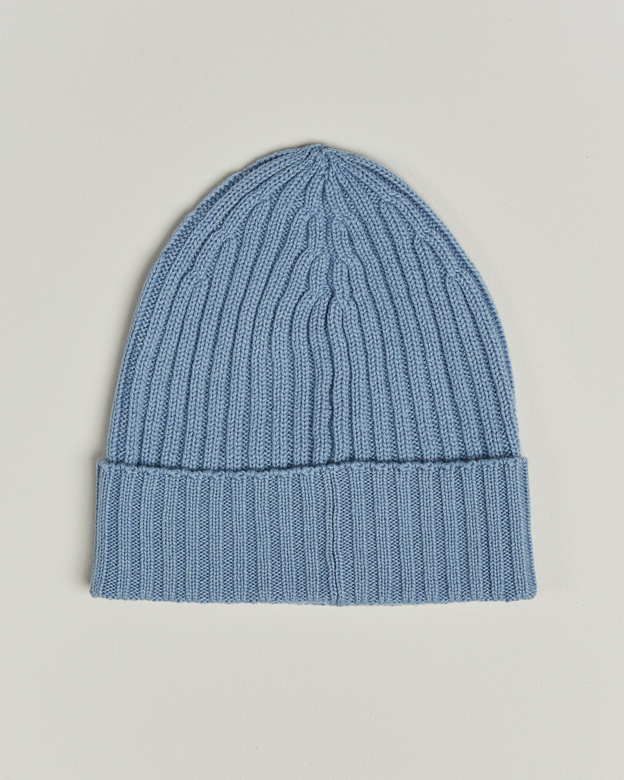 Herre | Luer | Piacenza Cashmere | Ribbed Cashmere Beanie Sky Blue