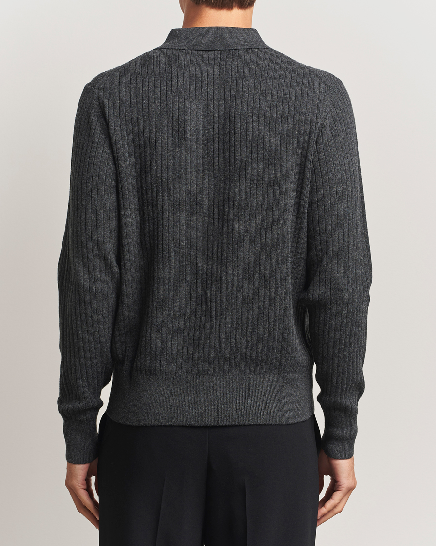 Herre | Gensere | Filippa K | Cotton Merino Knitted Cardigan Anthracite Melange