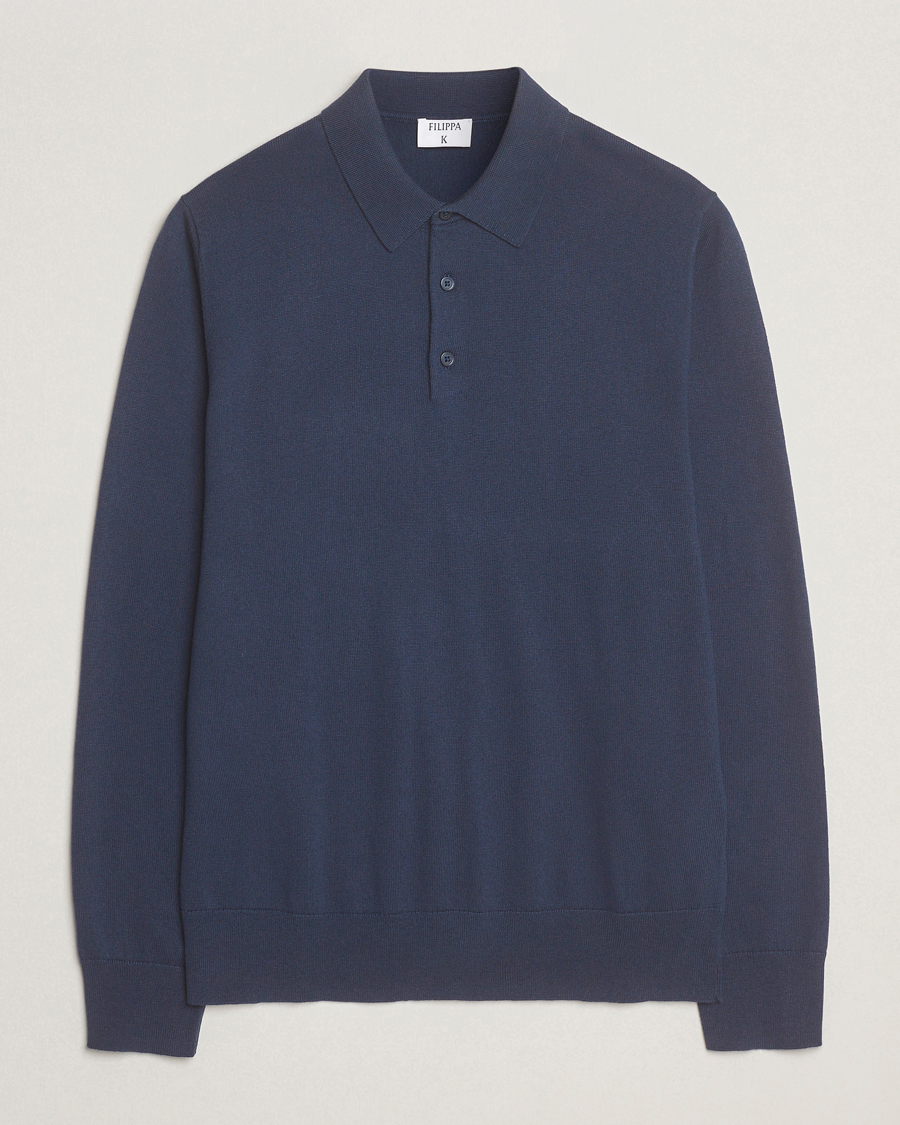 Herre | Gensere | Filippa K | Knitted Polo Shirt Dusk Blue