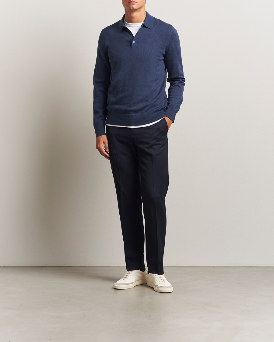 Herre | Gensere | Filippa K | Knitted Polo Shirt Dusk Blue