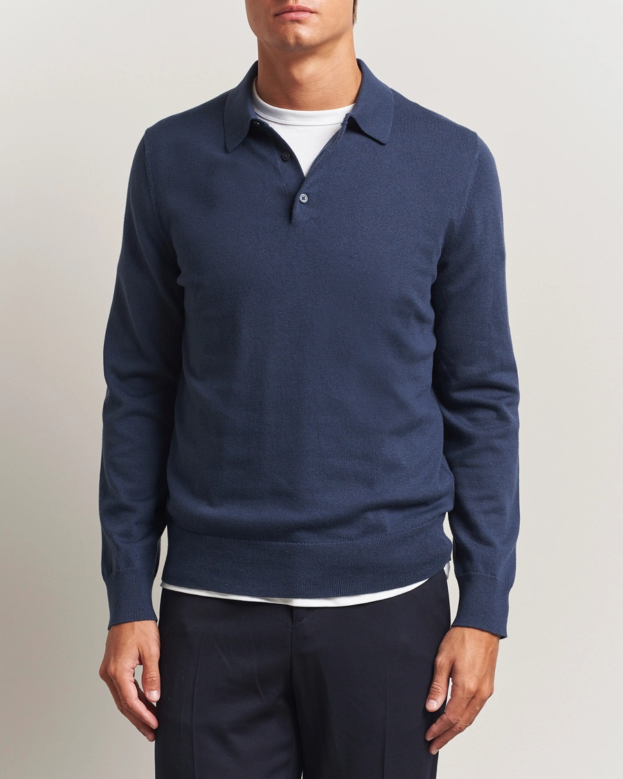 Herre | Gensere | Filippa K | Knitted Polo Shirt Dusk Blue
