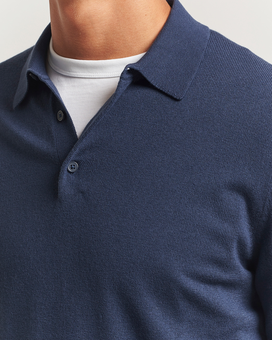 Herre | Gensere | Filippa K | Knitted Polo Shirt Dusk Blue