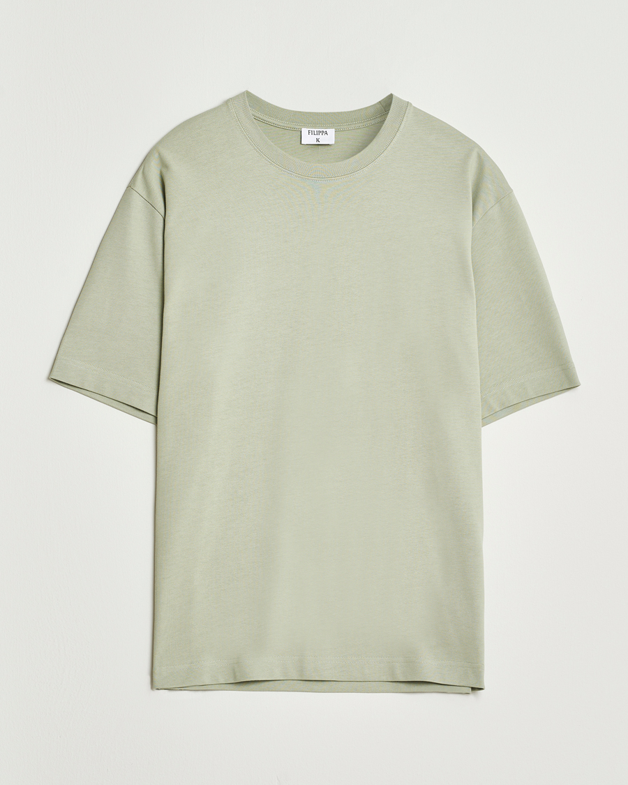 Herre | T-Shirts | Filippa K | Heavy Cotton Crew Neck T-Shirt Faded Green Grey