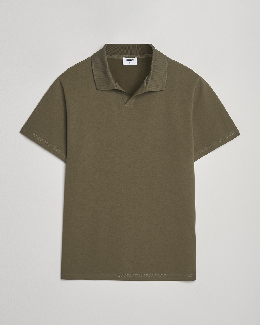 Herre | Pikéer | Filippa K | Soft Lycra Polo T-Shirt Dark Olive