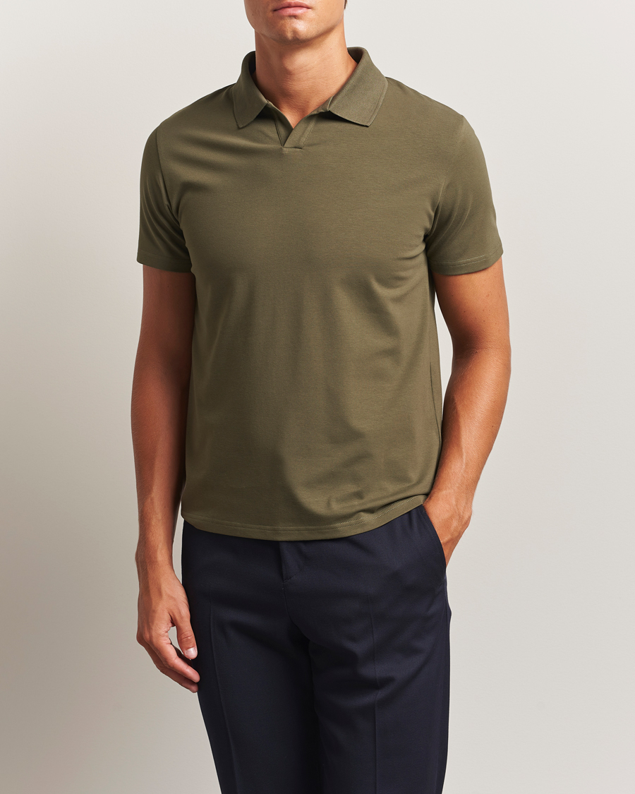 Herre | Pikéer | Filippa K | Soft Lycra Polo T-Shirt Dark Olive