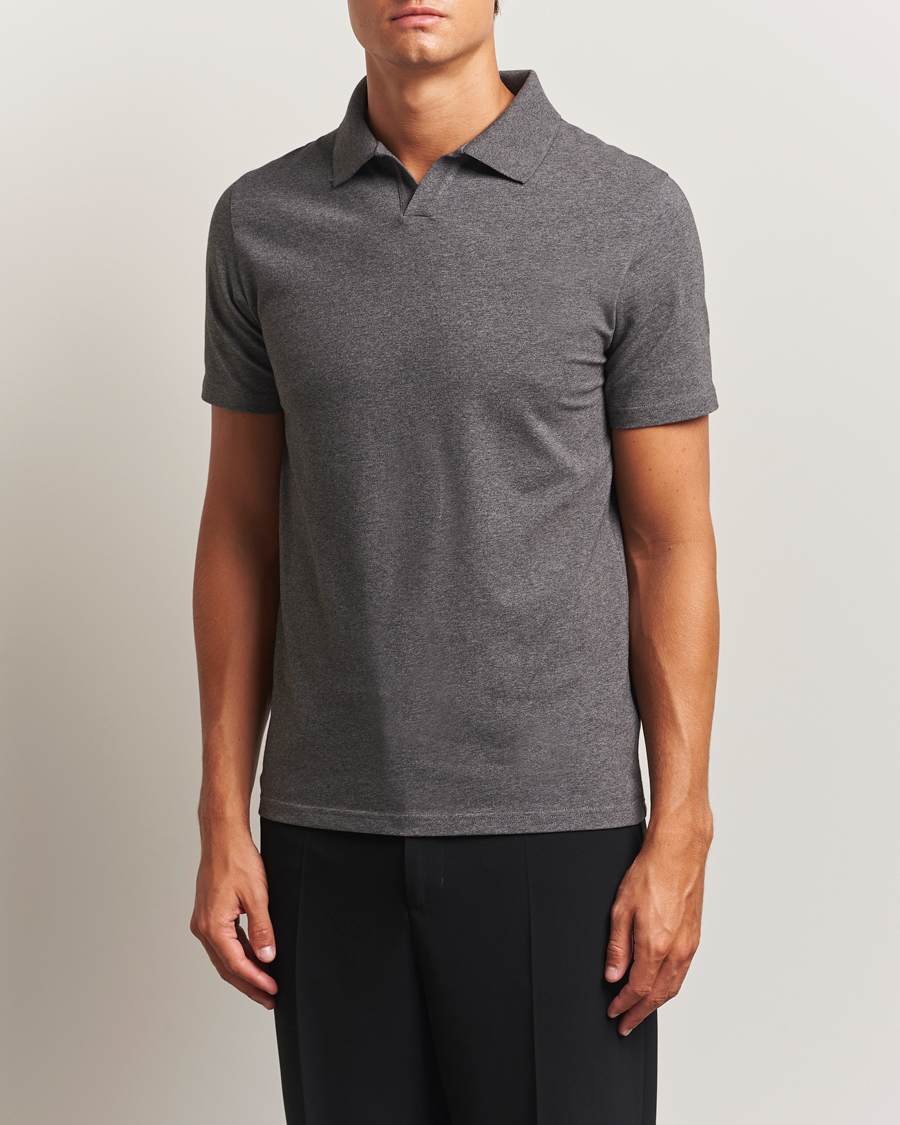 Herre | Pikéer | Filippa K | Soft Lycra Polo T-Shirt Anthracite Melange