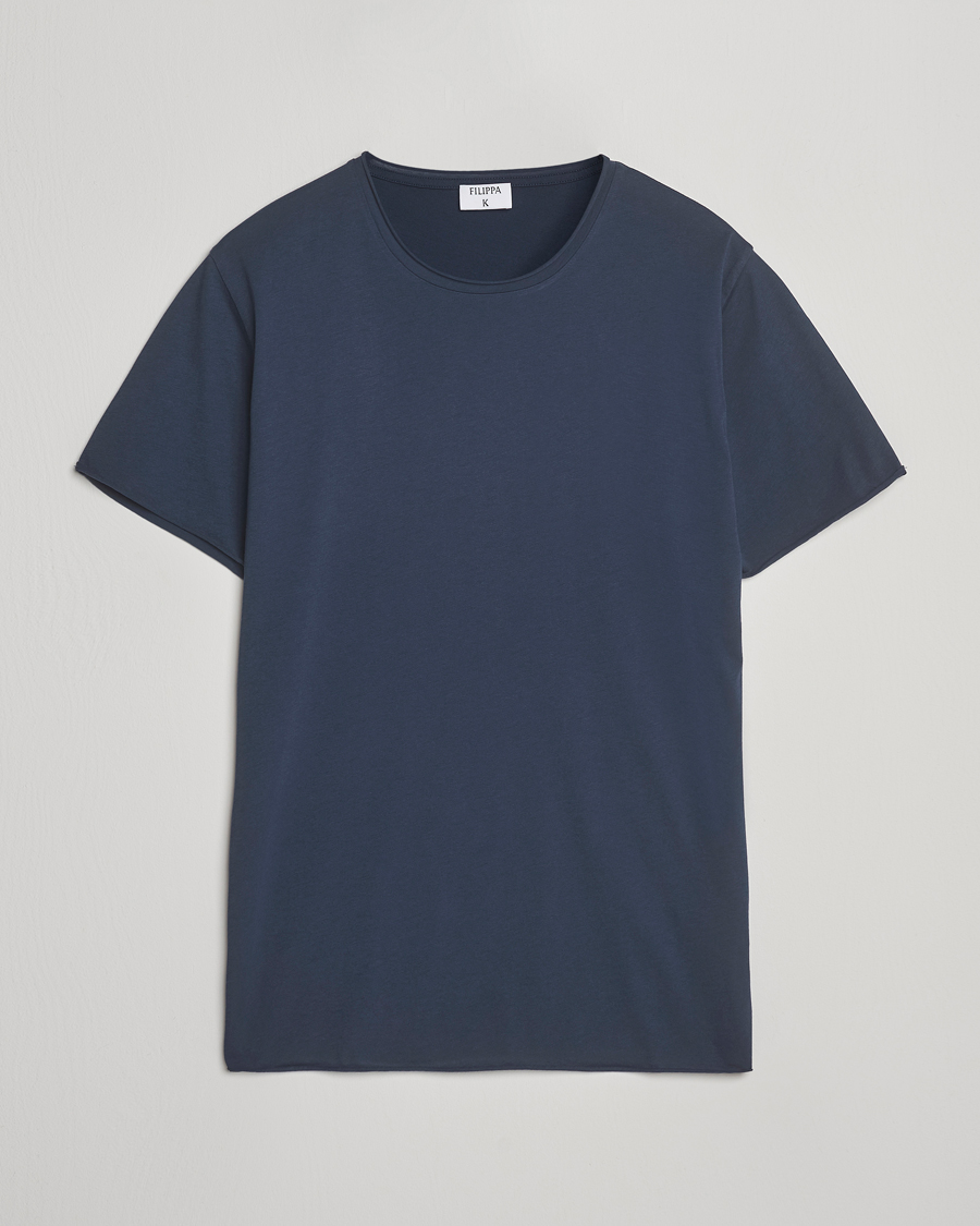 Herre | T-Shirts | Filippa K | Roll Neck Crew Neck T-Shirt Dusk Blue