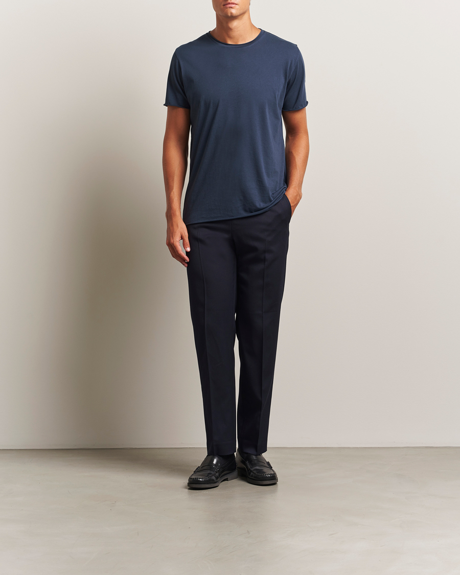Herre | T-Shirts | Filippa K | Roll Neck Crew Neck T-Shirt Dusk Blue