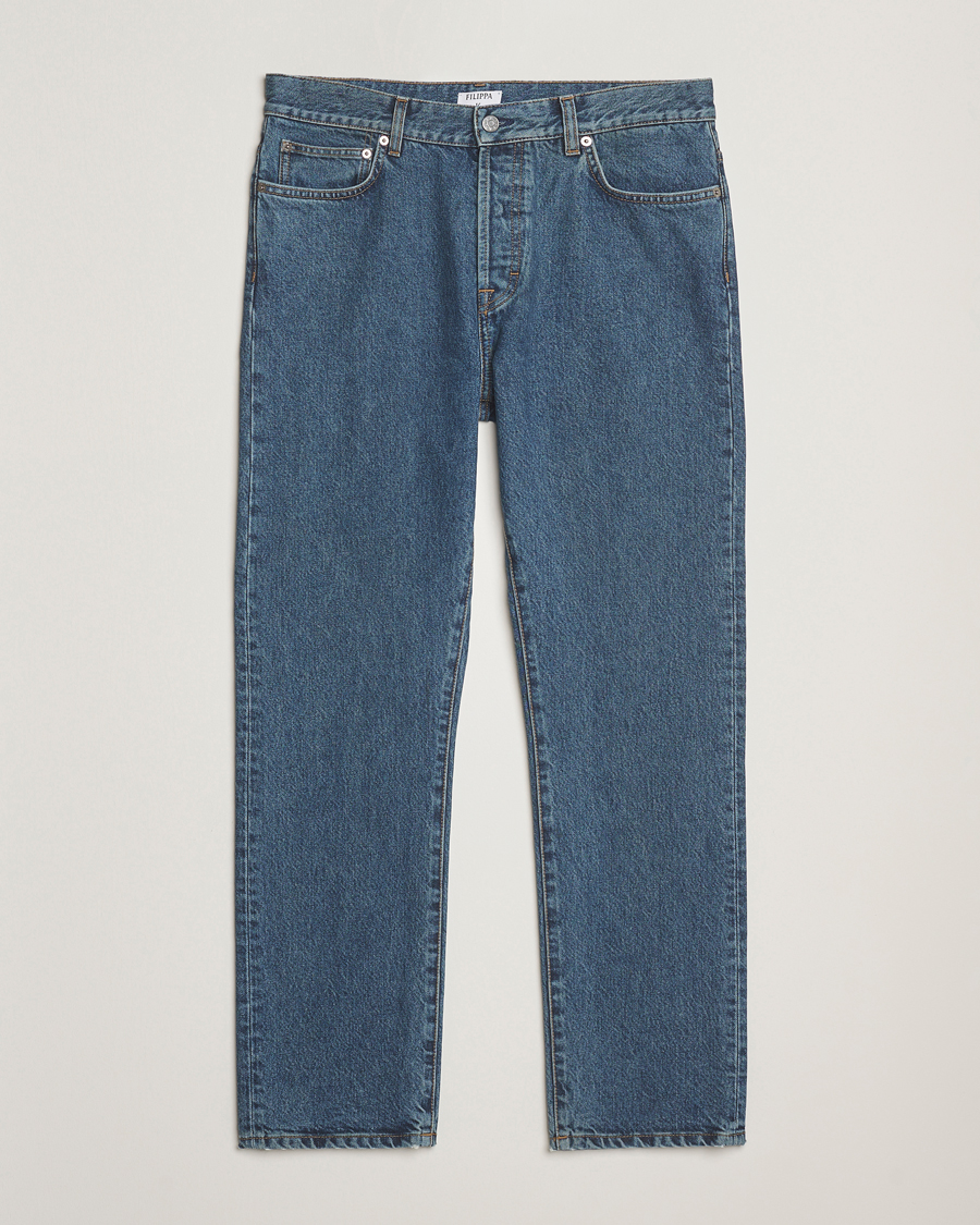 Herre | Jeans | Filippa K | Tapered Cropped Jeans Washed Mid Blue