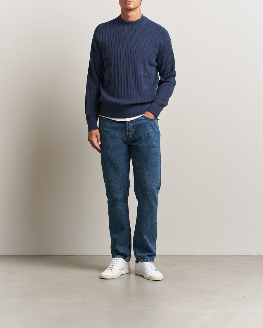 Herre | Jeans | Filippa K | Tapered Cropped Jeans Washed Mid Blue