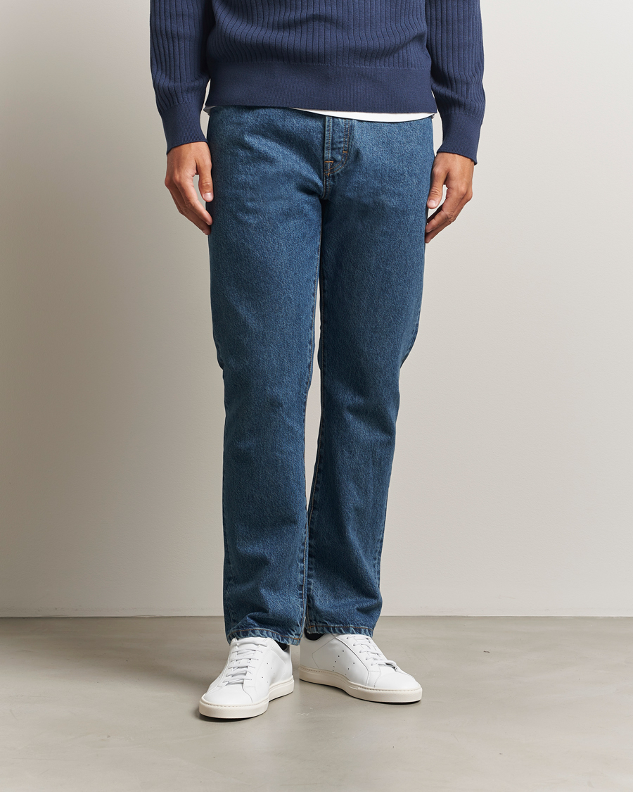 Herre | Bukser | Filippa K | Tapered Cropped Jeans Washed Mid Blue