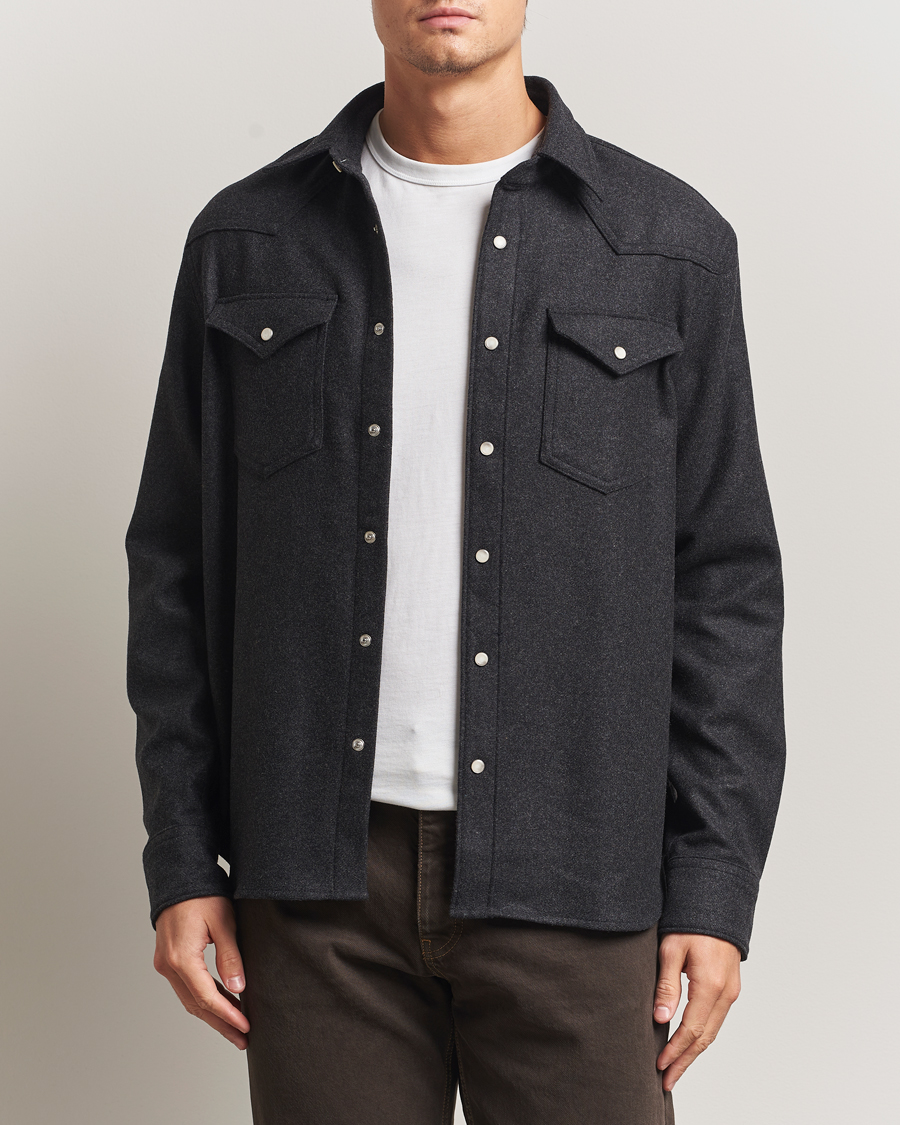 Herre | Skjorter | Filippa K | Western Wool Shirt Anthracite Melange