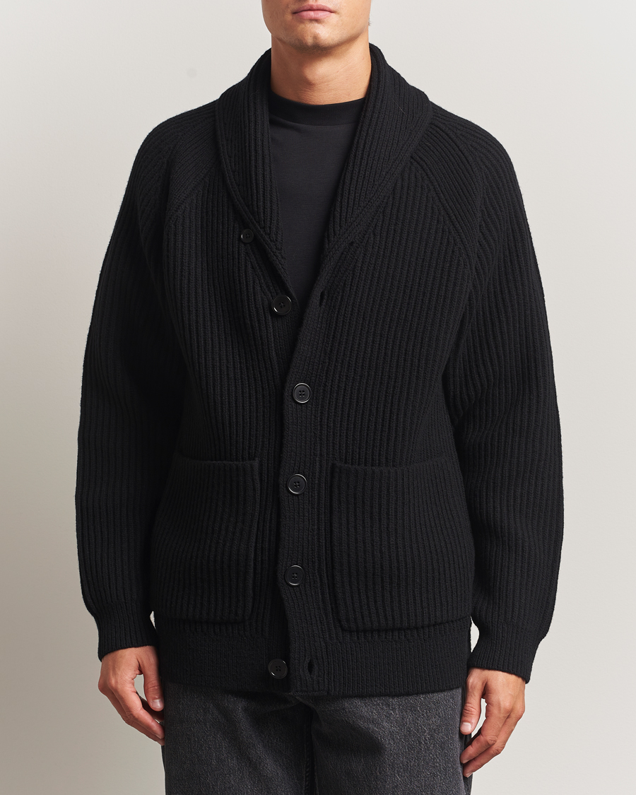 Herre | Gensere | Filippa K | Wool Shawl Collar Cardigan Black