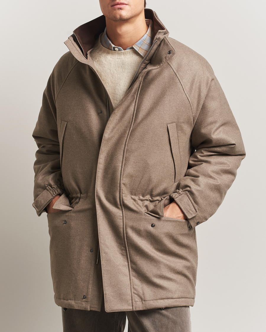 Herre | Jakker | Auralee | Wool Flannel Down Coat Brown
