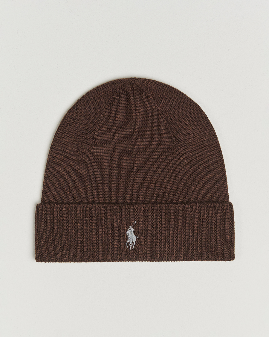 Herre | Luer | Polo Ralph Lauren | Merino Beanie Brown Melange