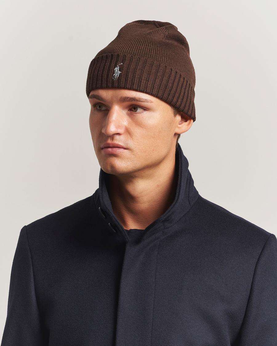Herre | Luer | Polo Ralph Lauren | Merino Beanie Brown Melange
