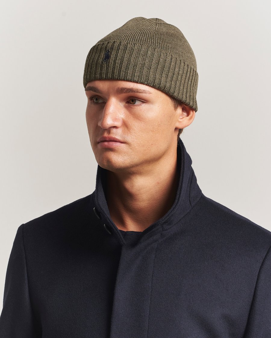 Herre | Luer | Polo Ralph Lauren | Merino Beanie Light Cargo Olive