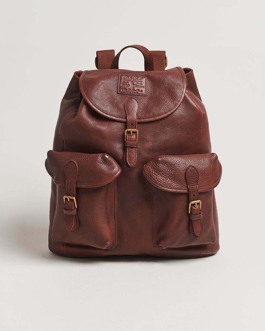 Herre | Vesker | Polo Ralph Lauren | Washed Heritage Leather Backpack British Tan