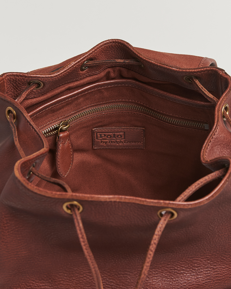 Herre | Vesker | Polo Ralph Lauren | Washed Heritage Leather Backpack British Tan