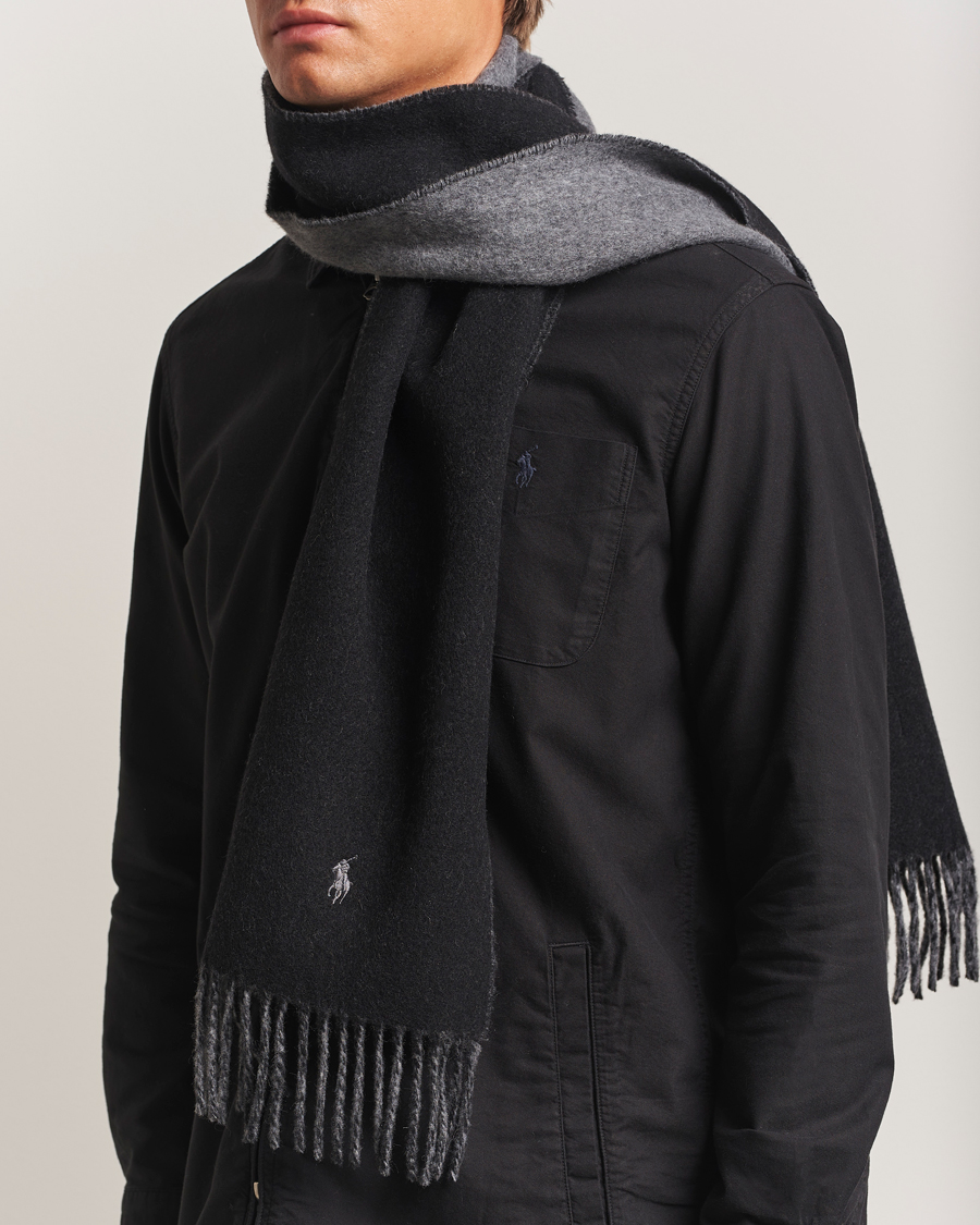 Herre | Skjerf | Polo Ralph Lauren | Reversible Wool Scarf Polo Black/Grey