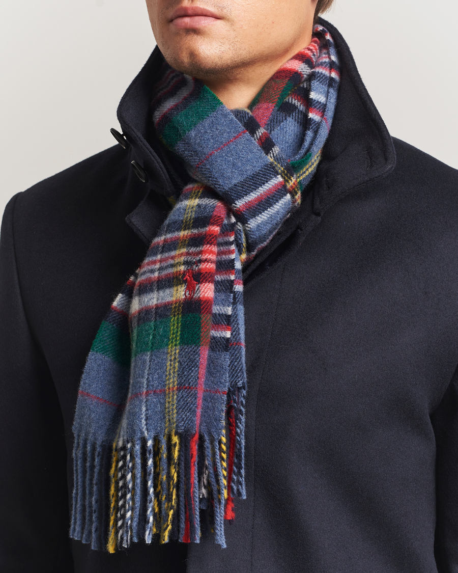 Herre | Polo Ralph Lauren Classic Wool Scarf Blue Multi | Polo Ralph Lauren | Classic Wool Scarf Blue Multi