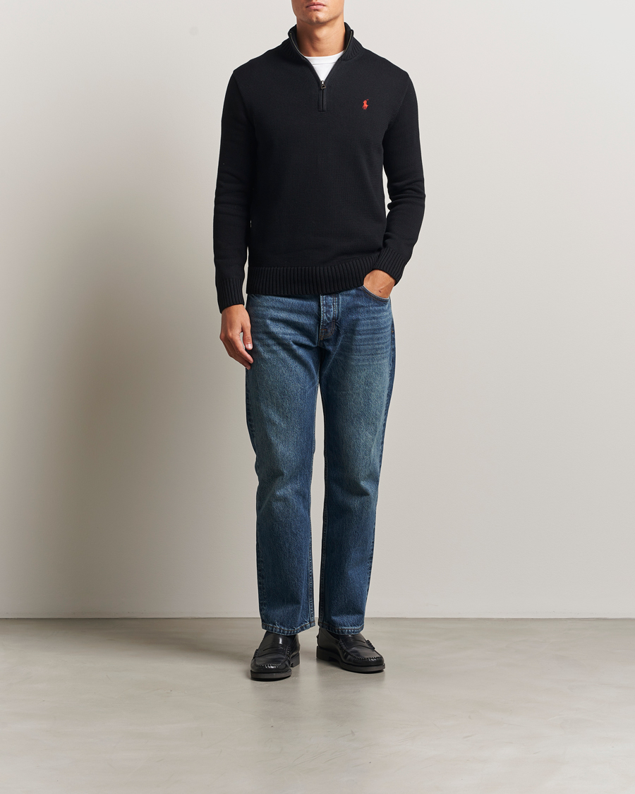 Herre | Gensere | Polo Ralph Lauren | Cotton Pullover Half-Zip Polo Black