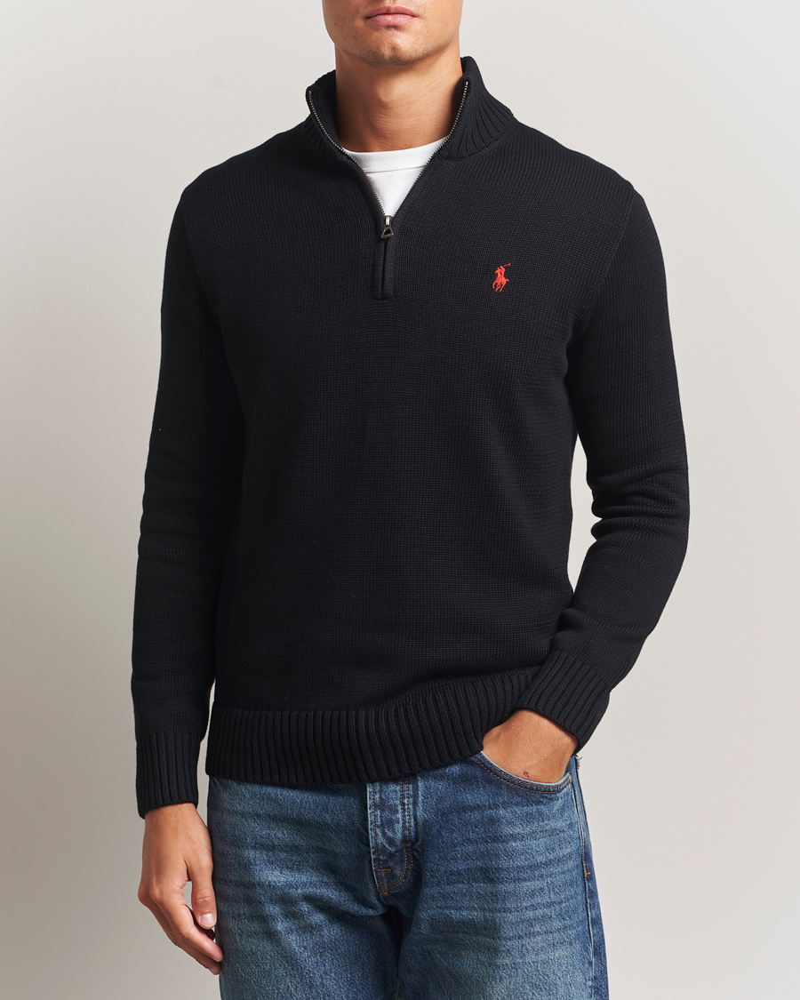 Herre | Gensere | Polo Ralph Lauren | Cotton Pullover Half-Zip Polo Black