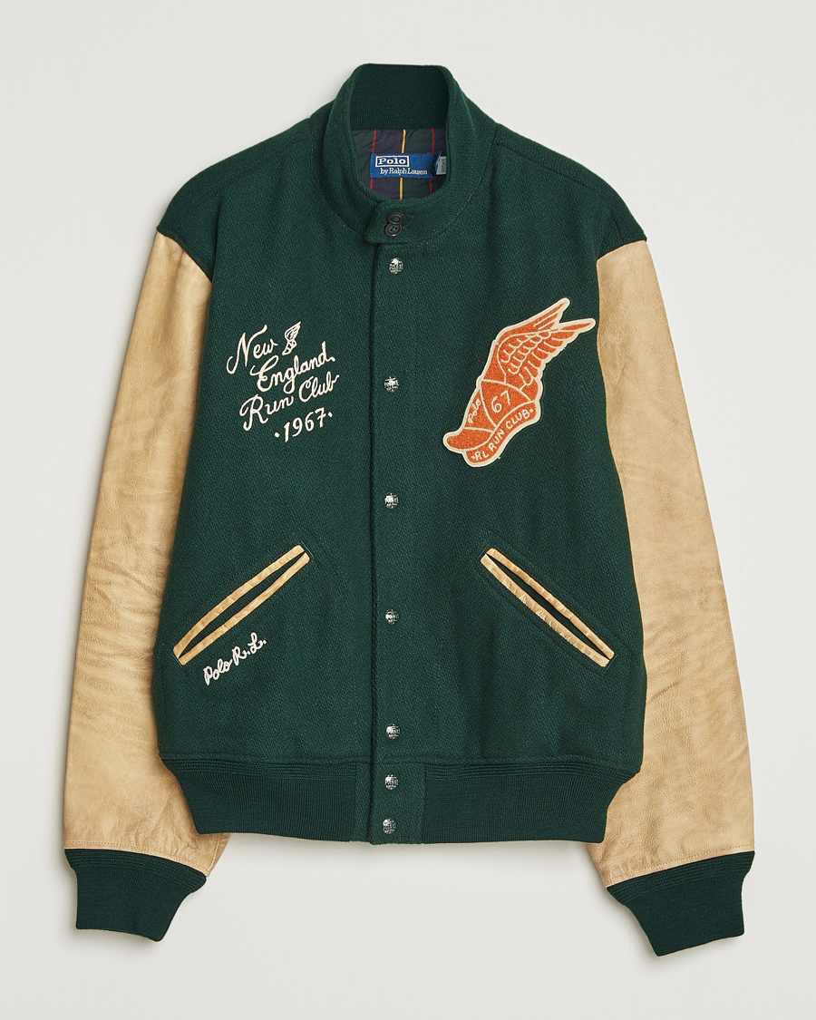 Herre | Jakker | Polo Ralph Lauren | Varsity Wool/Leather Bomber Jacket Churchill Green