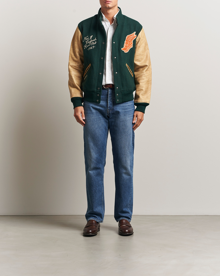 Herre | Jakker | Polo Ralph Lauren | Varsity Wool/Leather Bomber Jacket Churchill Green