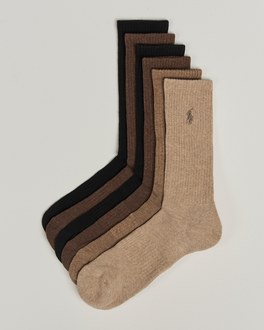 Herre | Undertøy | Polo Ralph Lauren | 6-Pack Cotton Rib Sock Brown Assorted