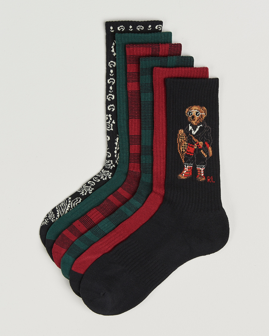 Herre | Undertøy | Polo Ralph Lauren | 6-Pack Crew Sock Red/Green/Black
