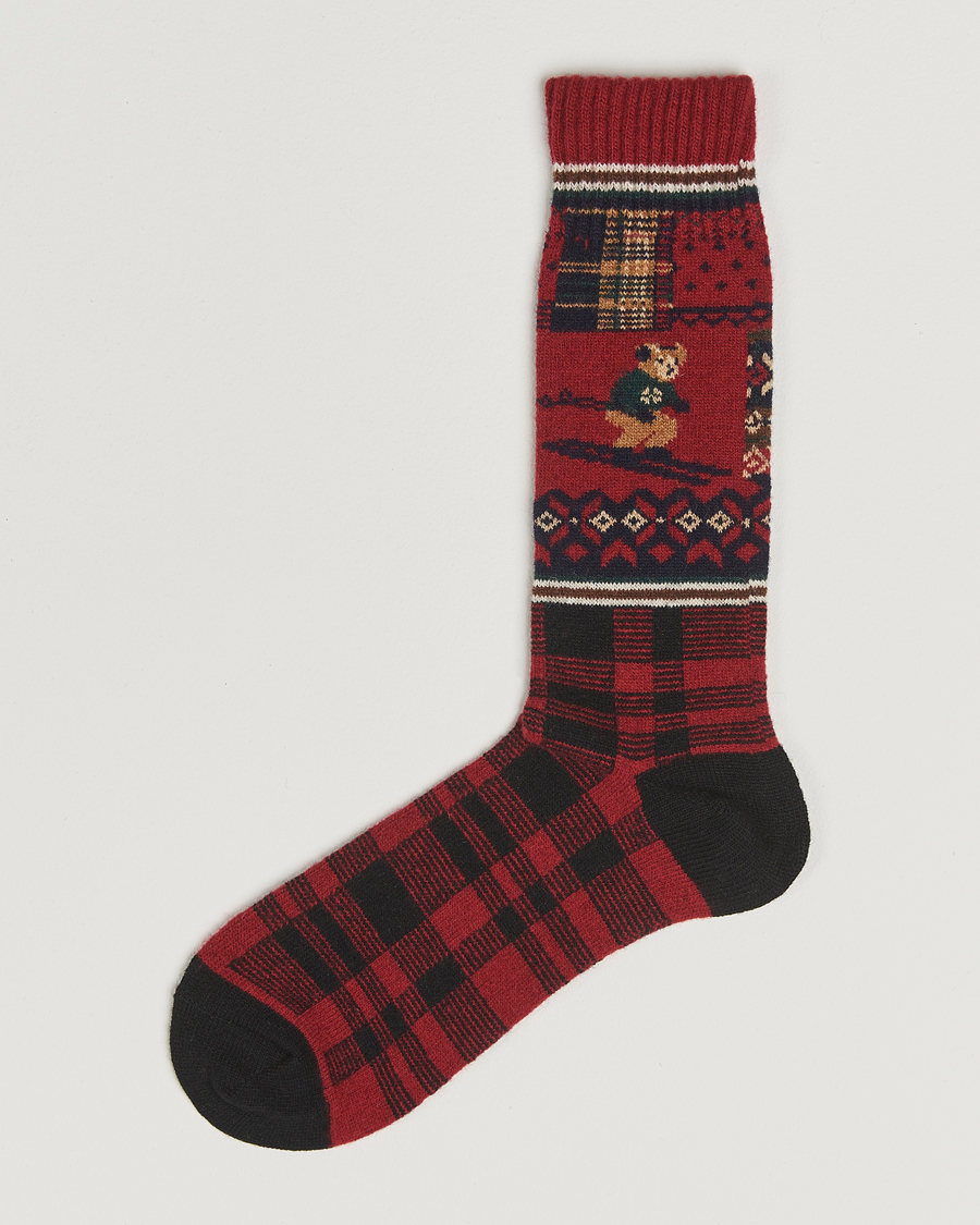 Herre | Undertøy | Polo Ralph Lauren | Patchwork Bear Lambswool Sock Red Multi
