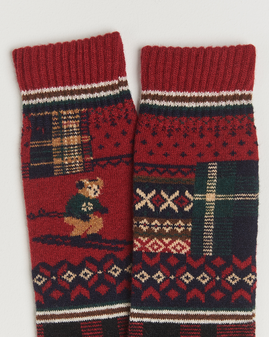 Herre | Undertøy | Polo Ralph Lauren | Patchwork Bear Lambswool Sock Red Multi